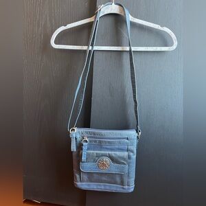 VINTAGE Giani Bernini Slate Blue Leather Crossbody Bag